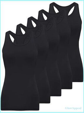 5 Pack Racerback Tank Tops Sleeveless Workout Undershirts Slim Fit Tanks